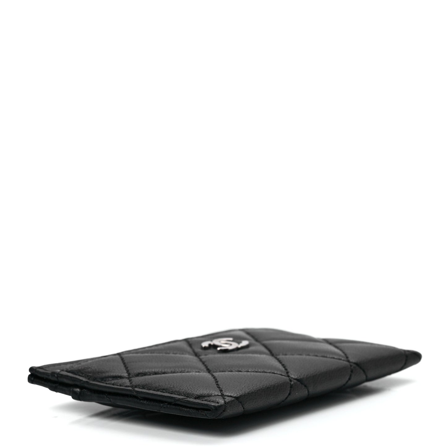 Lambskin Quilted Card Holder Black