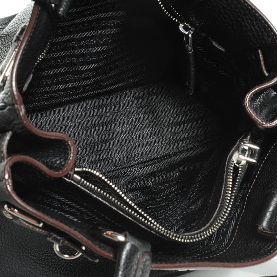 Prada Vitello Daino Logo Shoulder Bag Black 8 of 10