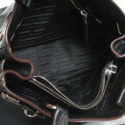Prada Vitello Daino Logo Shoulder Bag Black 8 of 10