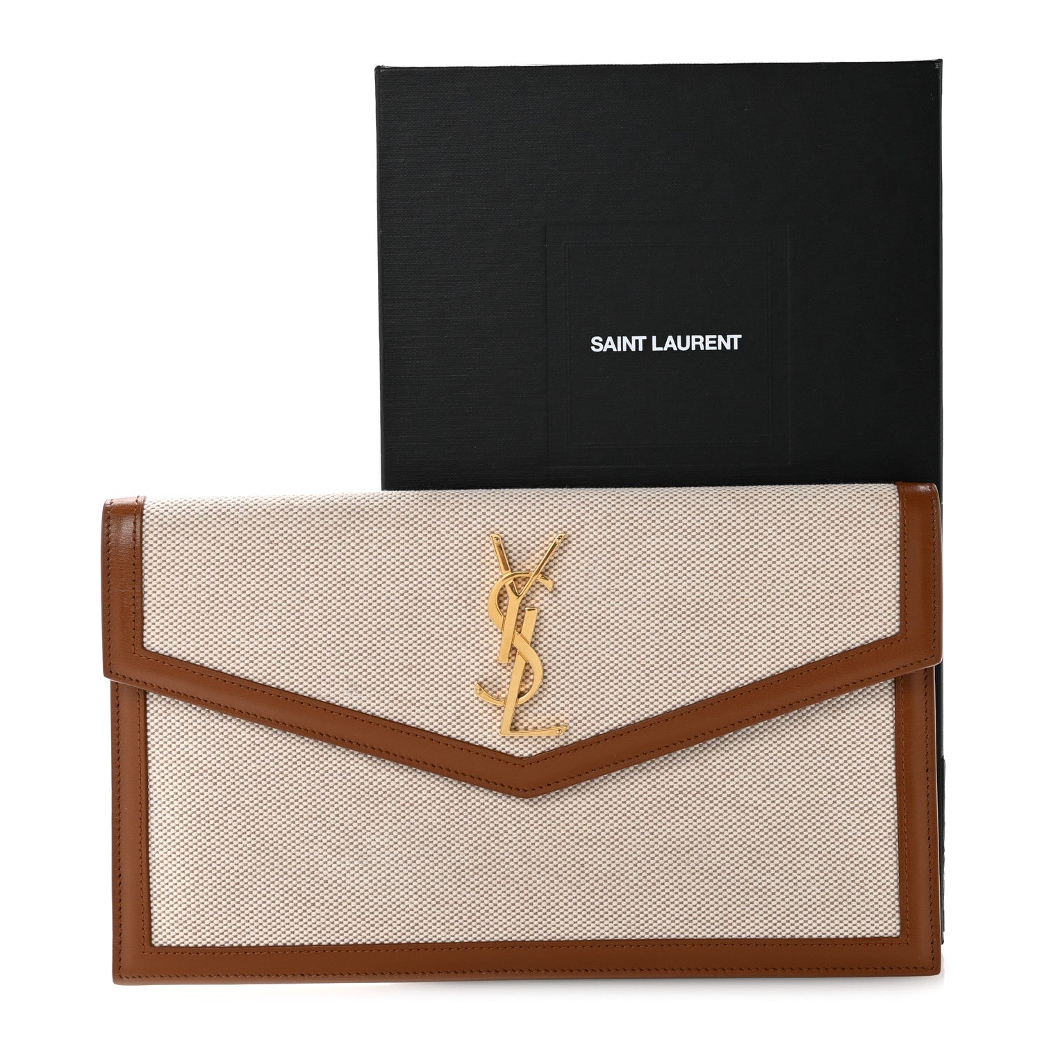 Saint Laurent Canvas Uptown Pouch Natural Beige Brick 10 of 10