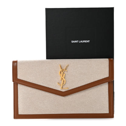 Saint Laurent Canvas Uptown Pouch Natural Beige Brick 10 of 10