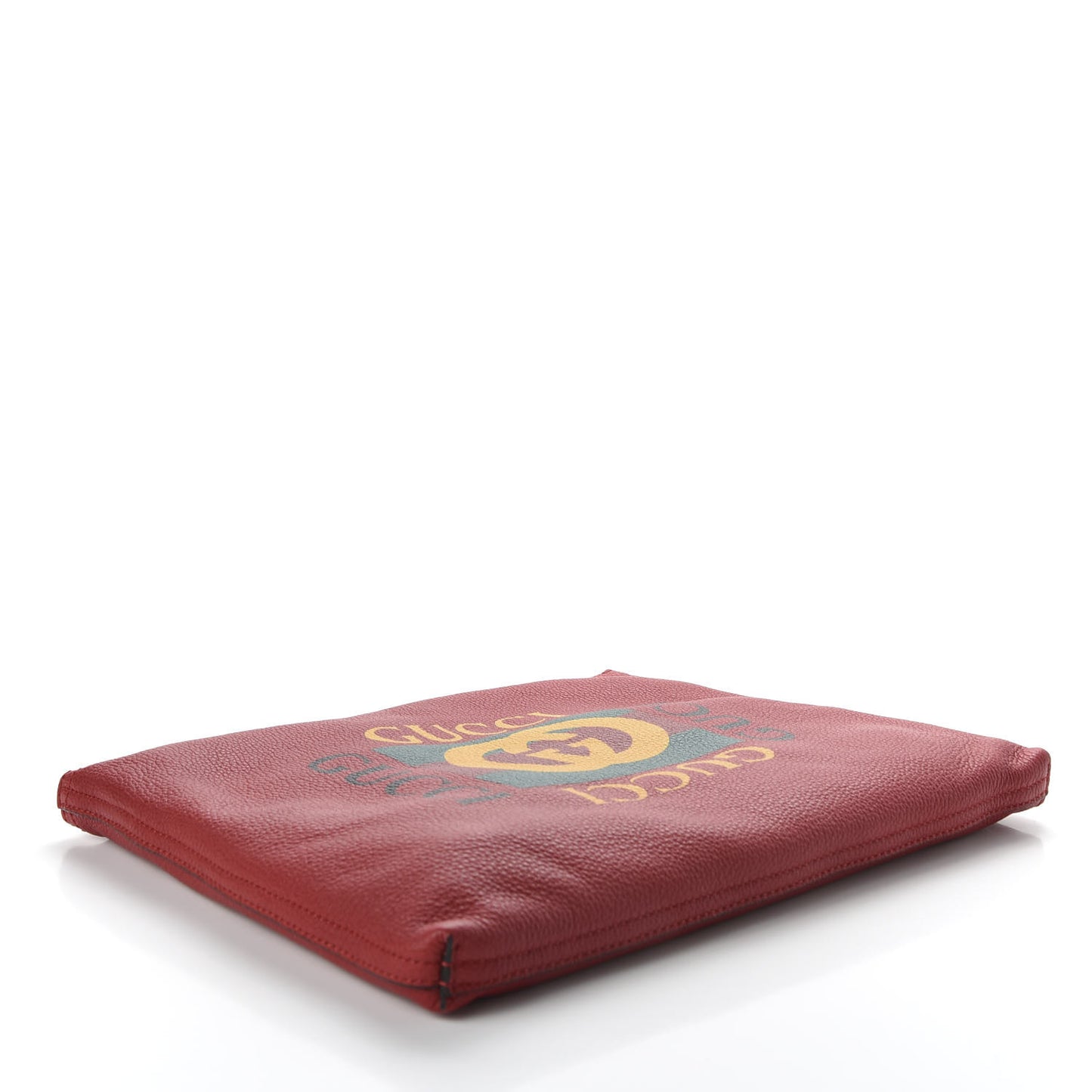 Pebbled Calfskin Medium Logo Portfolio Clutch Hibiscus Red