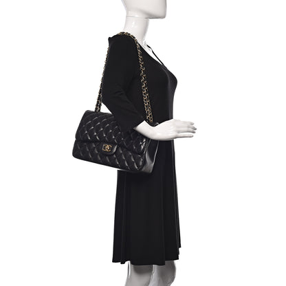 Chanel Lambskin Quilted Jumbo Double Flap Black 2 of 10