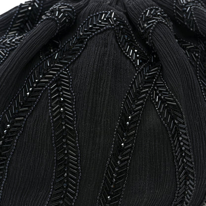 Saint Laurent Chiffon Silk Crepe Beaded Pochon Broderie Bag Black 10 of 16