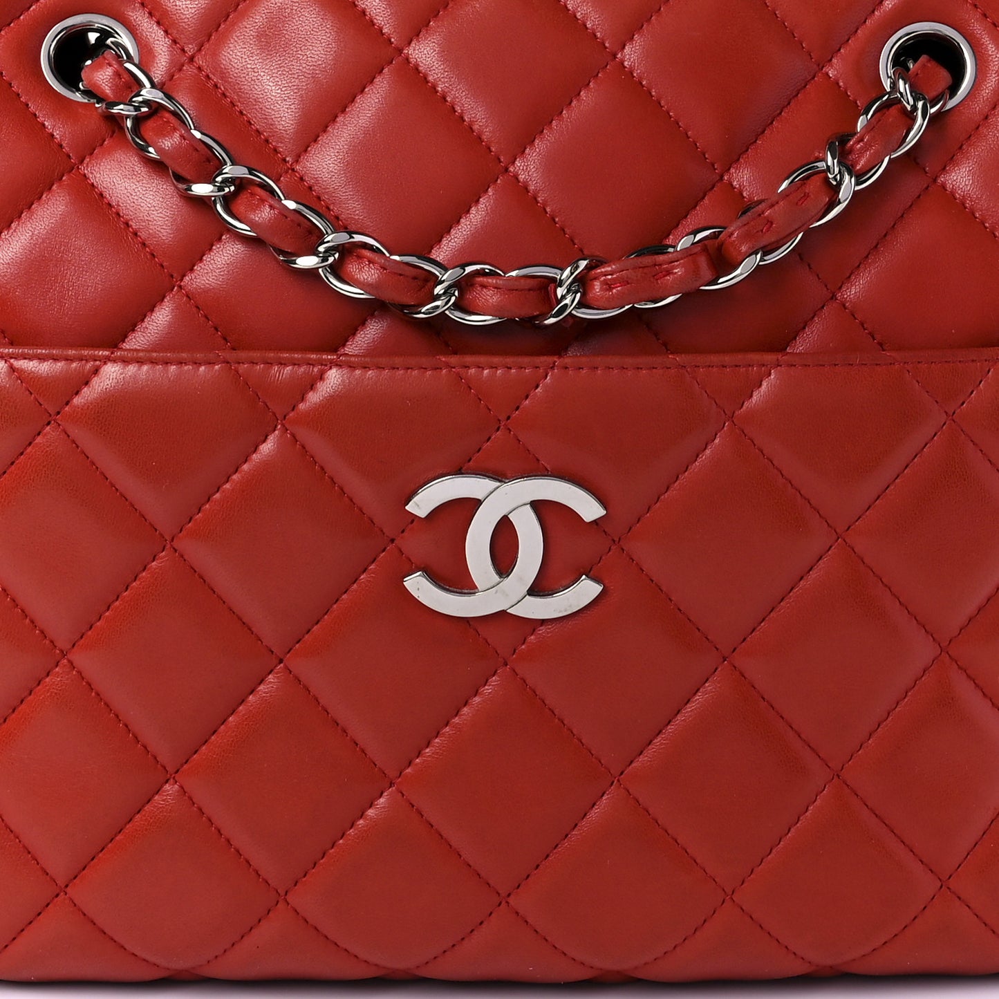 Lambskin Quilted Camera Case Red