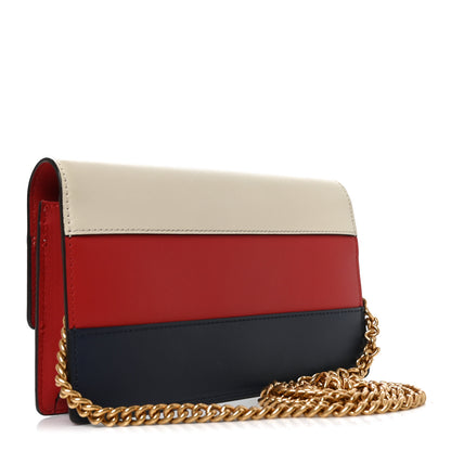 Gucci Calfskin Queen Margaret Chain Wallet Blue Agata Hibiscus Red Mystic White 3 of 9