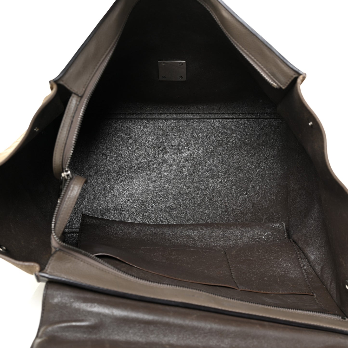 Smooth Calfskin Suede Large Tri-Color Trapeze Brown