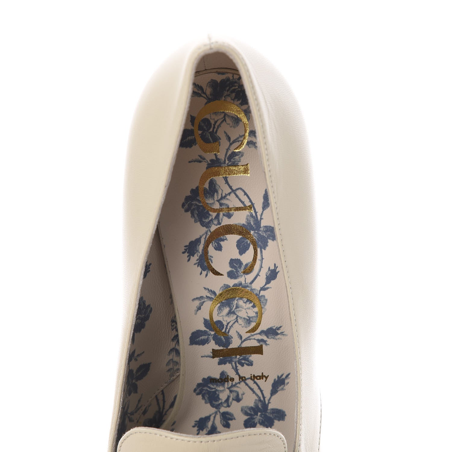 Gucci Malaga Kid GG Victoire 95mm Loafer Pumps 39.5 Vintage White 6 of 9