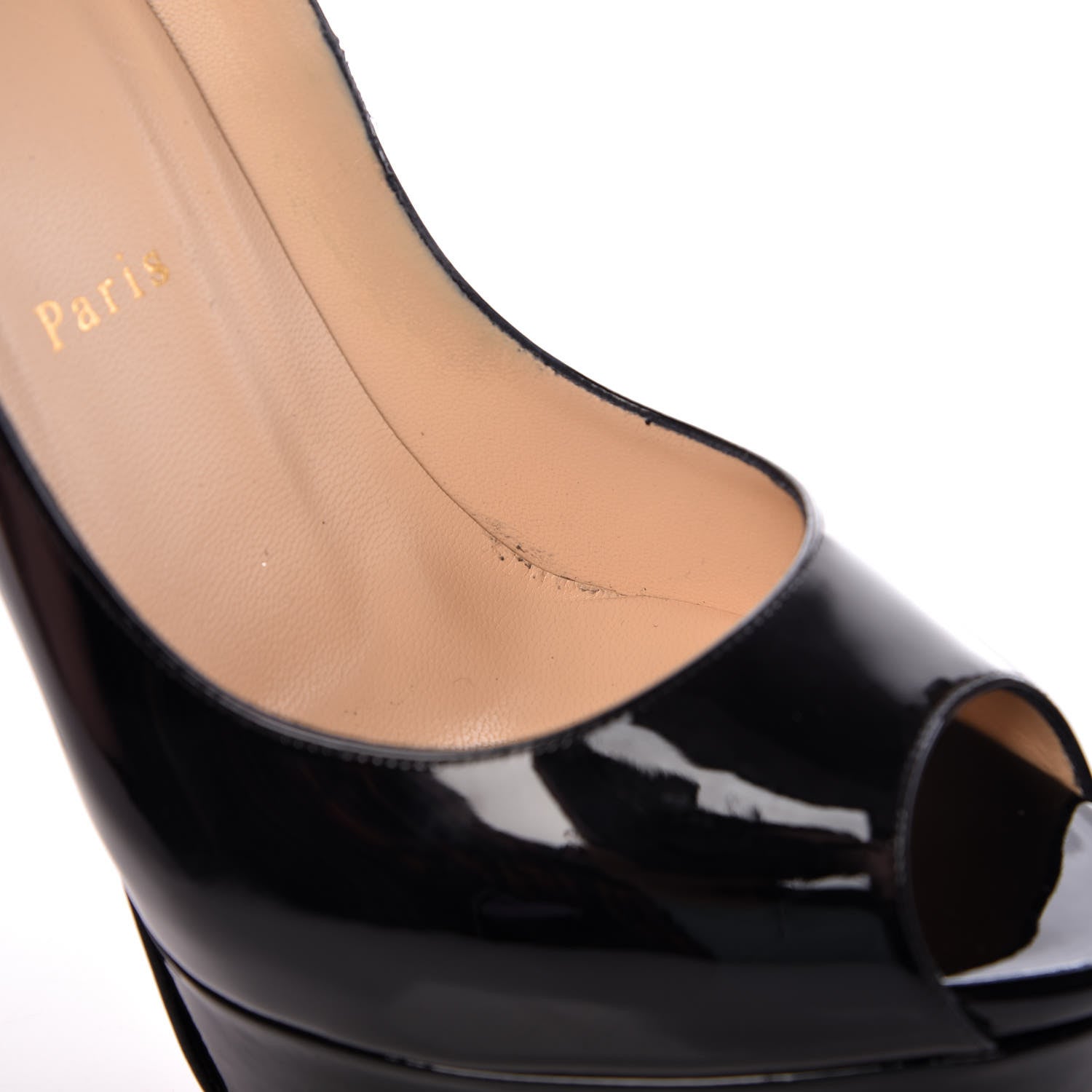 Christian Louboutin Patent Lady Peep 150 Pumps 40.5 Black 10 of 13