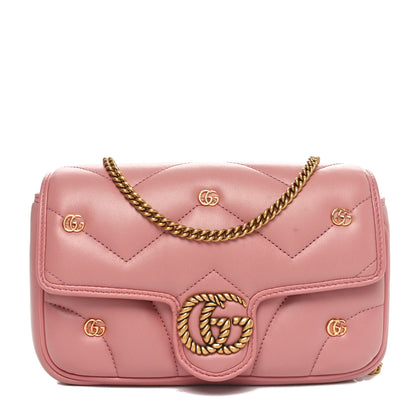 Gucci Calfskin Matelasse Double G Studs Mini Torchon GG Marmont Shoulder Bag Porcelain Rose 1 of 12