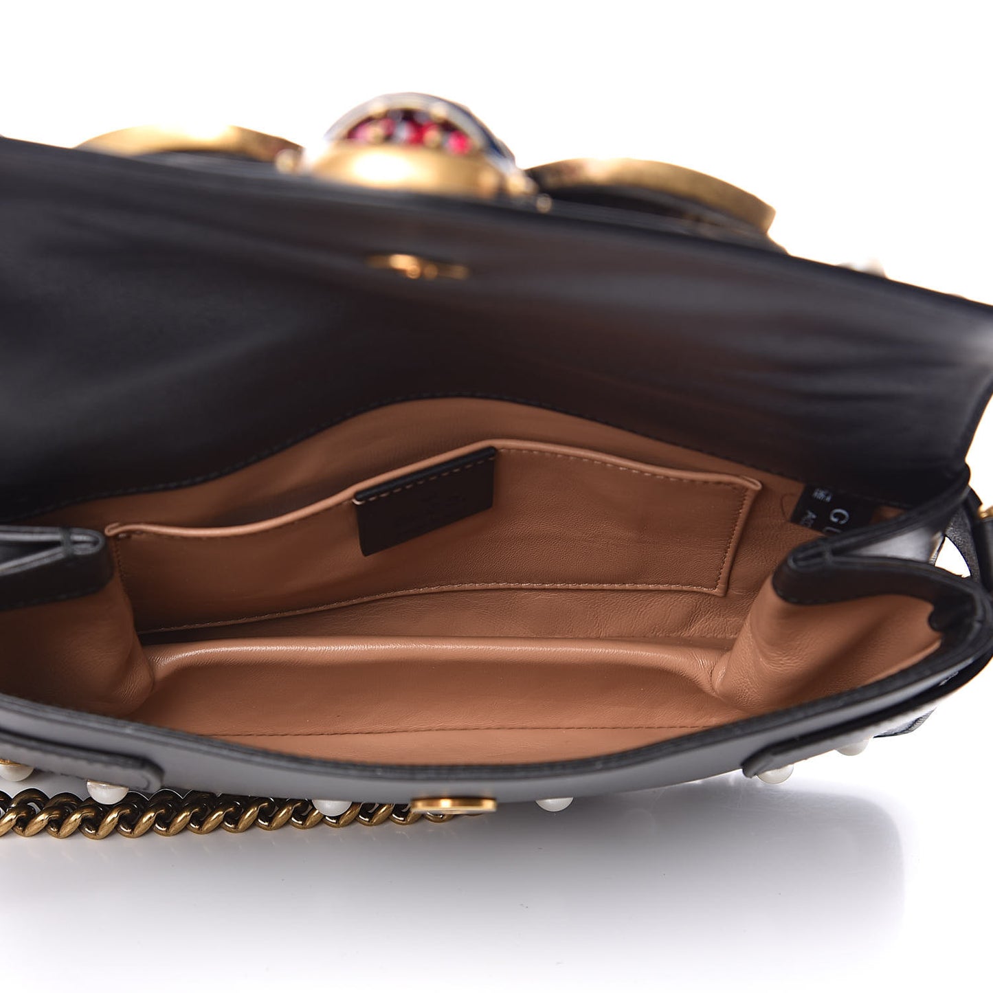 Nappa Pearl Studded Mini Queen Margaret Broadway Shoulder Bag Black