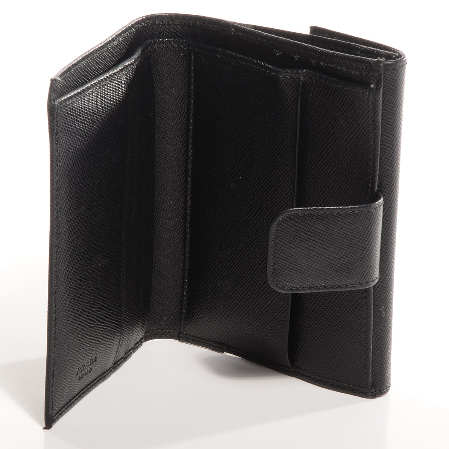 Prada Saffiano Medium Flap Bi-Fold Wallet Black 6 of 9