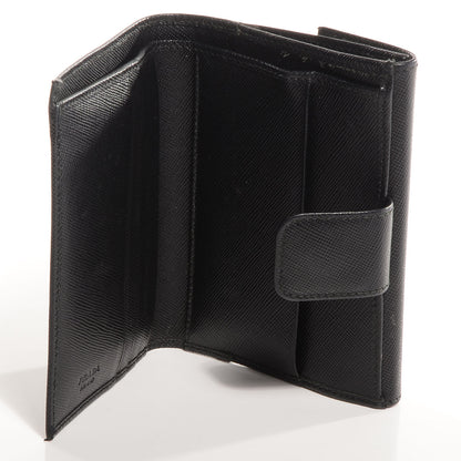 Prada Saffiano Medium Flap Bi-Fold Wallet Black 6 of 9