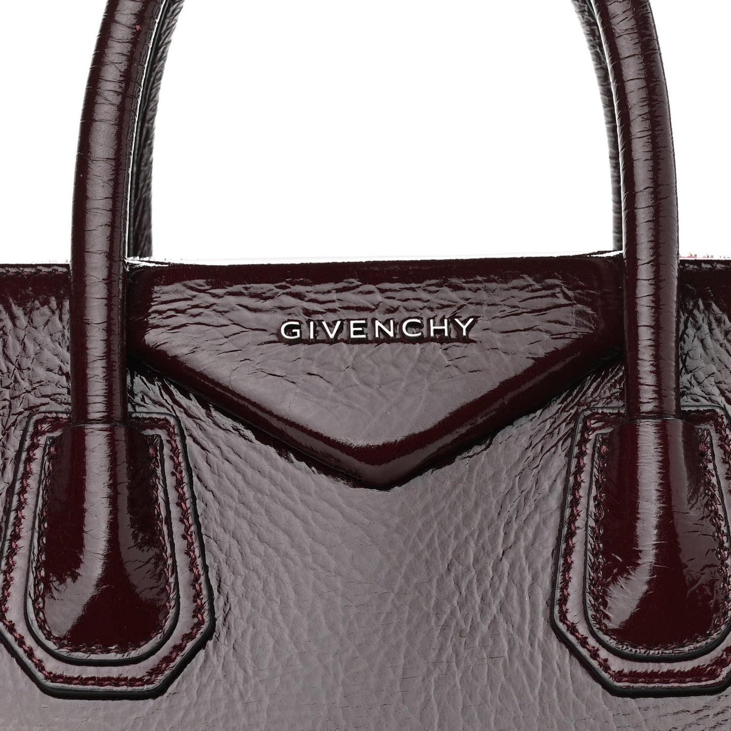 Crinkled Patent Calfskin Small Antigona Aubergine