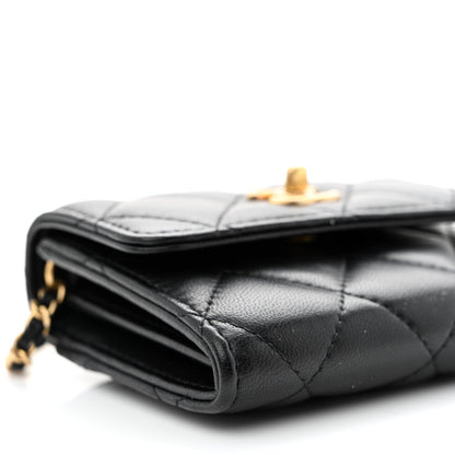 Chanel Lambskin Quilted Pearl Crush Clutch With Chain Black 10 of 12