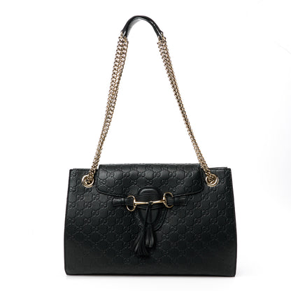 Gucci Guccissima Large Emily Chain Shoulder Bag Black 1 of 13