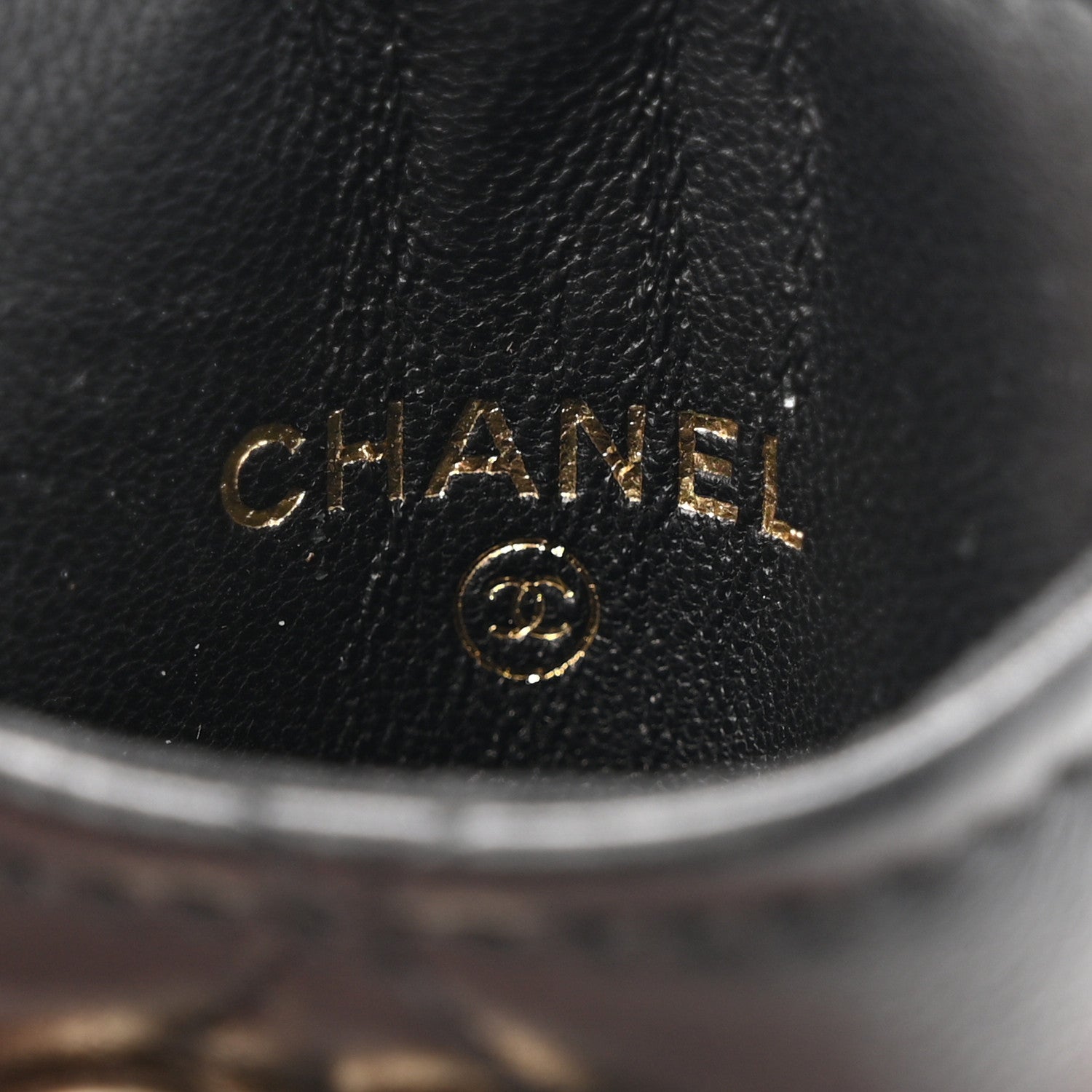 Chanel Lambskin Quilted Glitter Card Holder On Chain Black 6 of 12