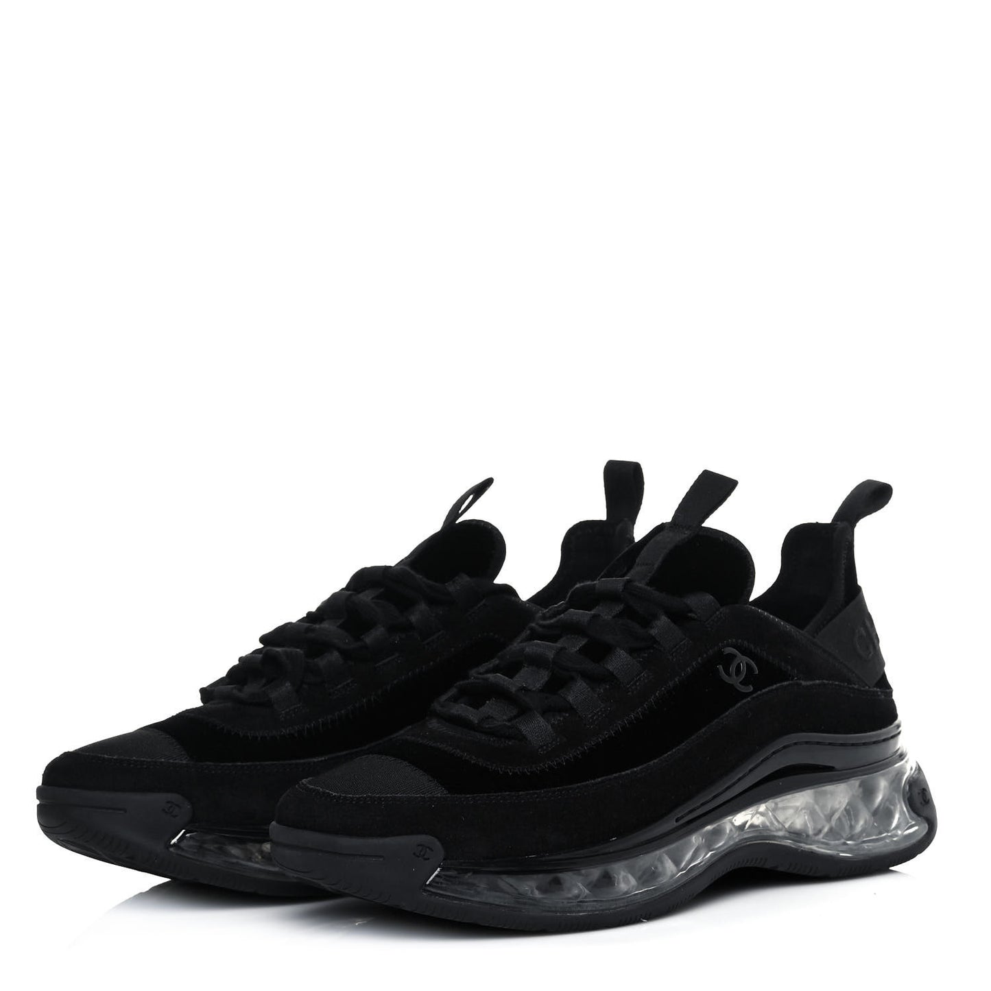 Suede Calfskin Velvet Grosgrain CC Sneakers 39 Black