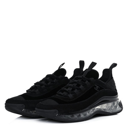 Chanel Suede Calfskin Velvet Grosgrain CC Sneakers 39 Black 3 of 8