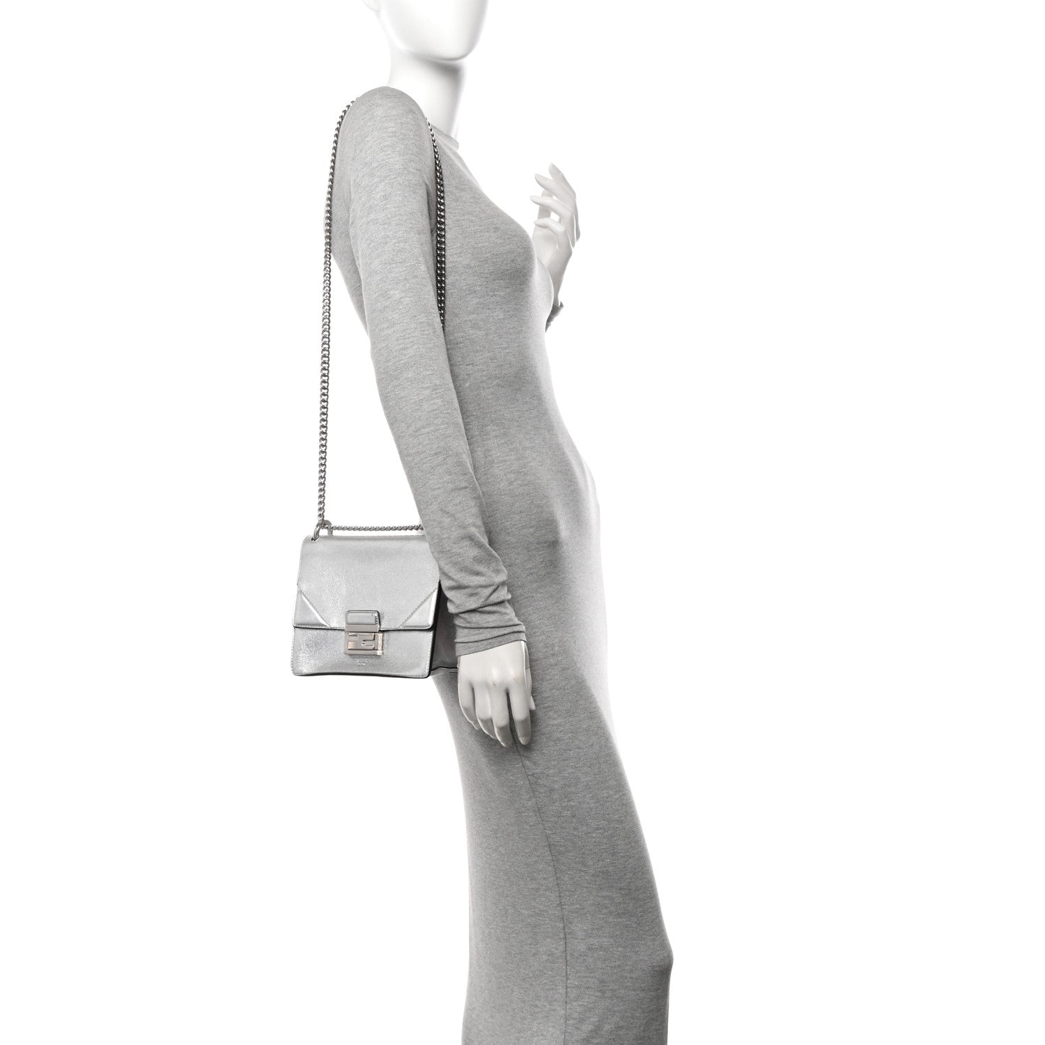 Fendi Agnello Old Shine Small Kan U Shoulder Bag Silver 2 of 15
