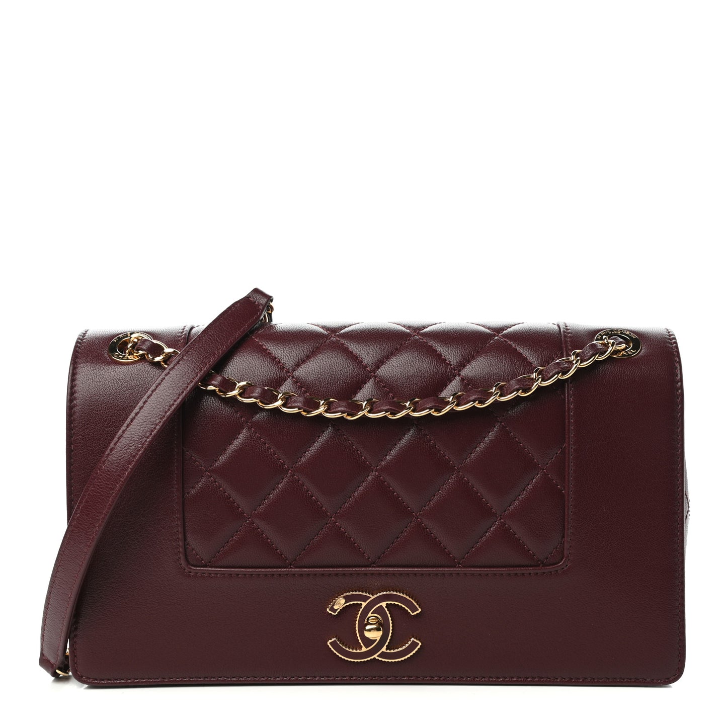 Sheepskin Quilted Vintage Mademoiselle Flap Dark Red