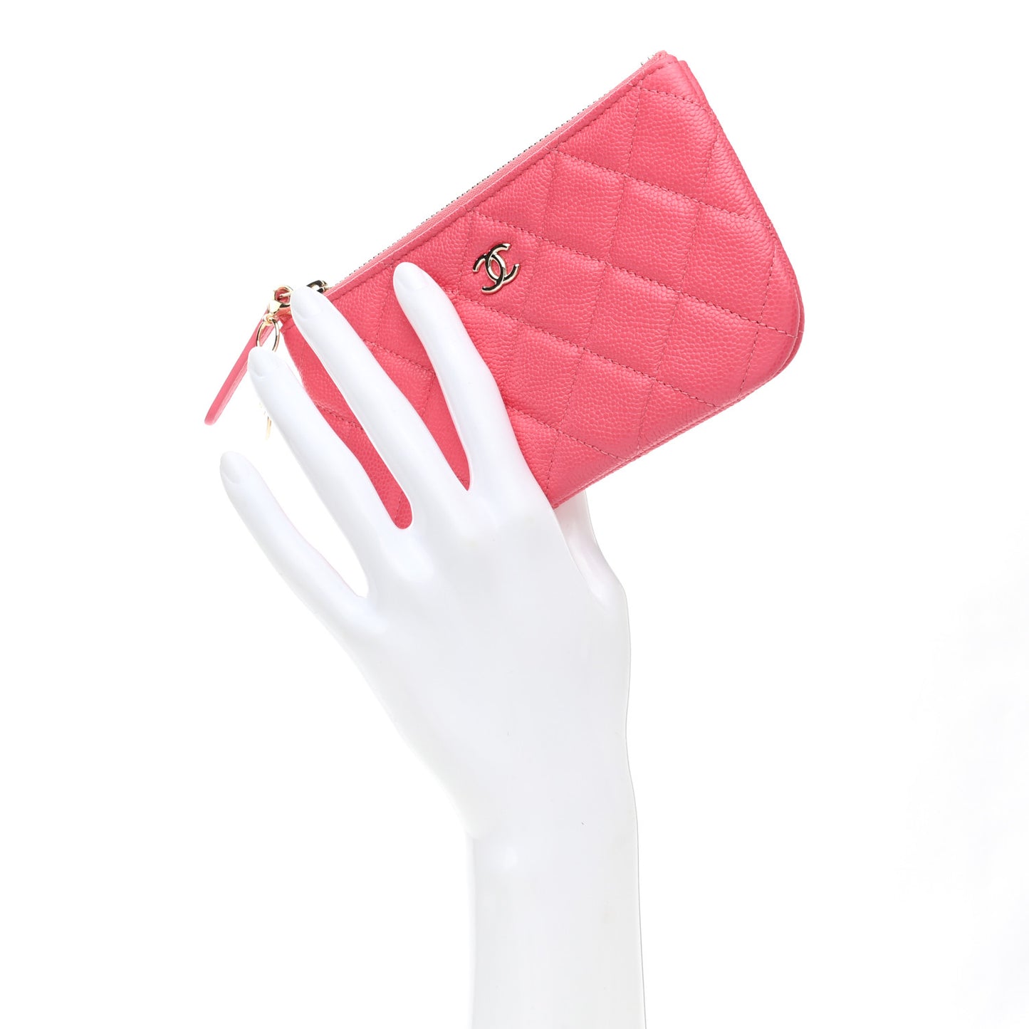 Caviar Quilted Small Cosmetic Case Pink