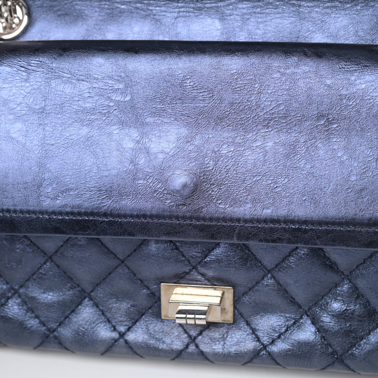 Metallic Aged Calfskin Quilted 2.55 Reissue 225 Flap Blue