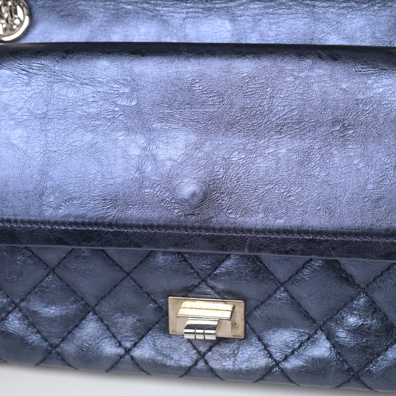 Chanel Metallic Aged Calfskin Quilted 2.55 Reissue 225 Flap Blue 12 of 15