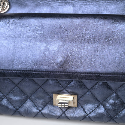 Chanel Metallic Aged Calfskin Quilted 2.55 Reissue 225 Flap Blue 12 of 15