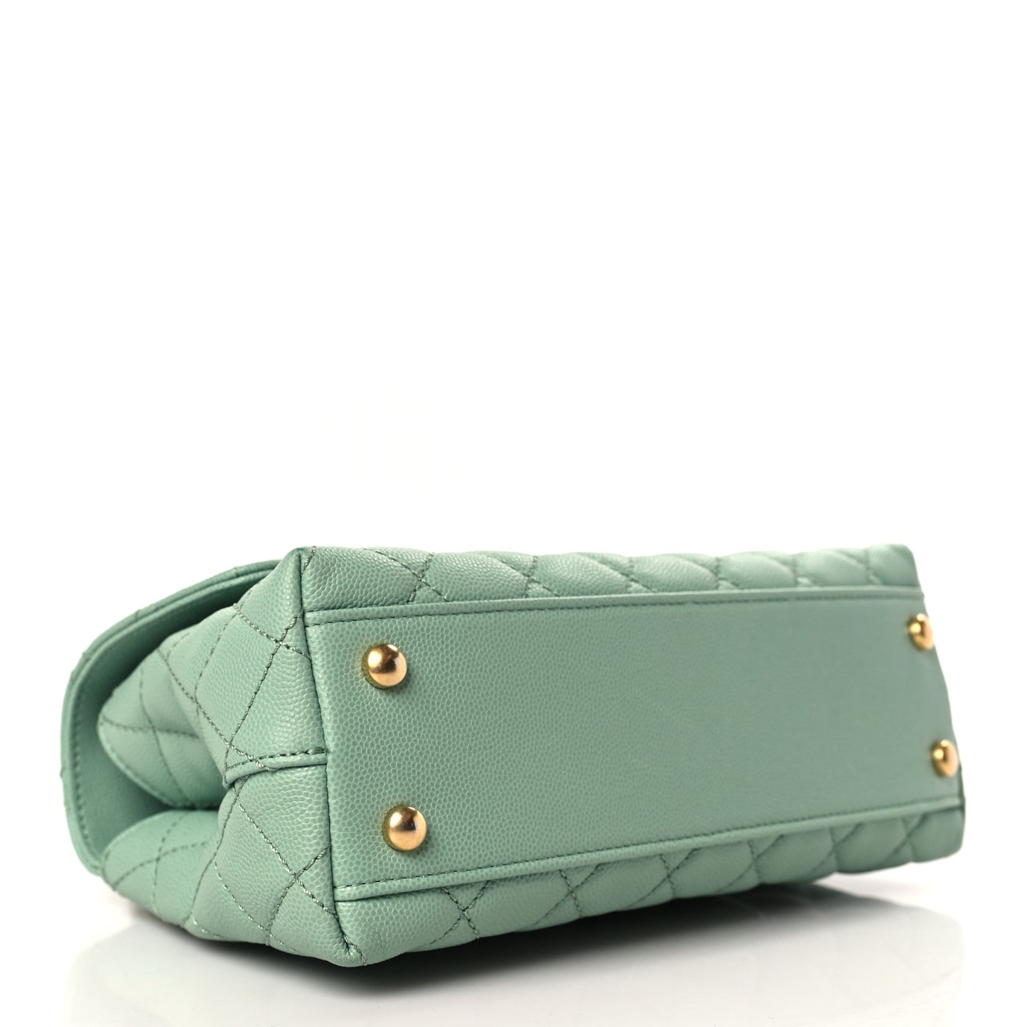 Caviar Quilted Mini Coco Chain Handle Flap Light Green