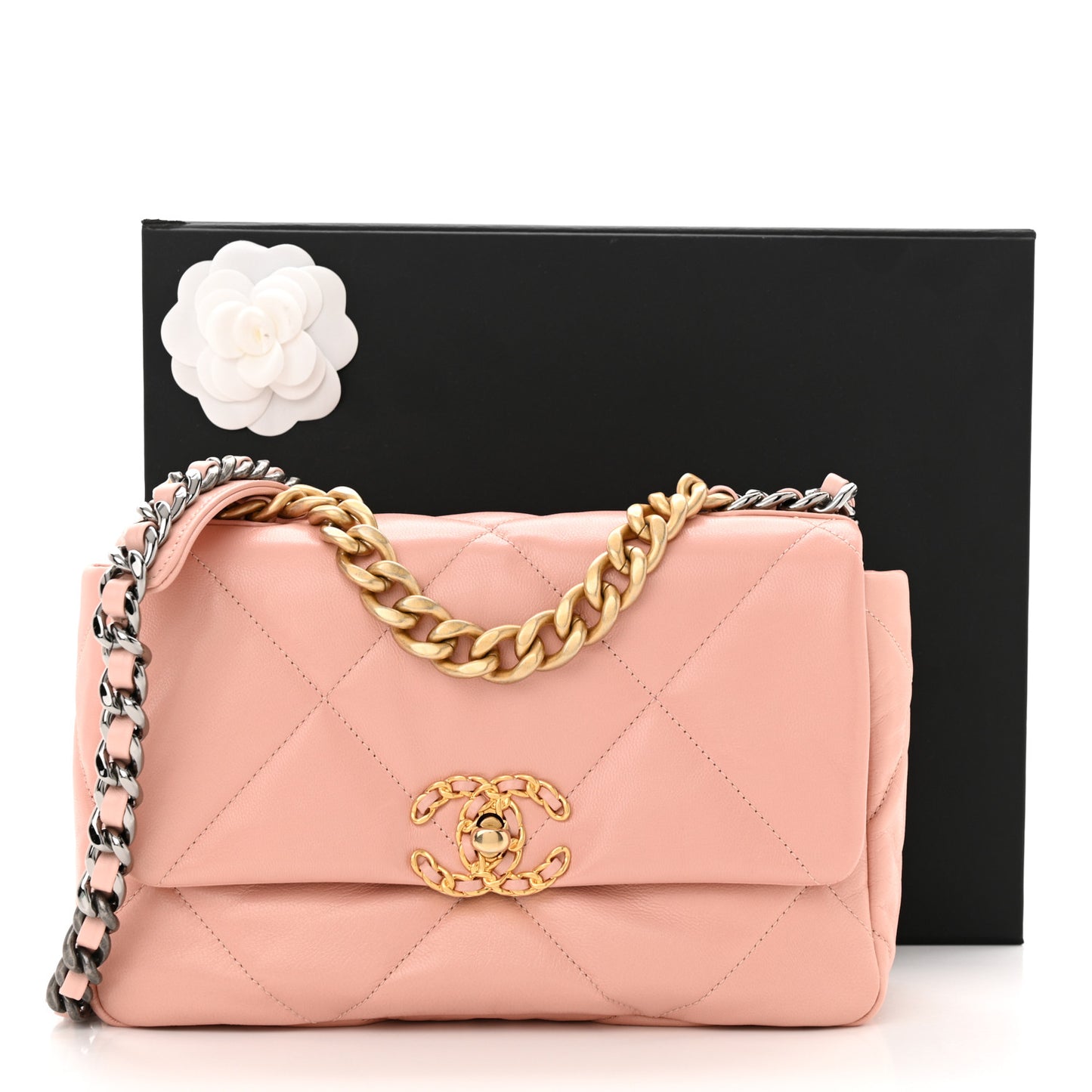 Goatskin Quilted Medium Chanel 19 Flap Light Pink