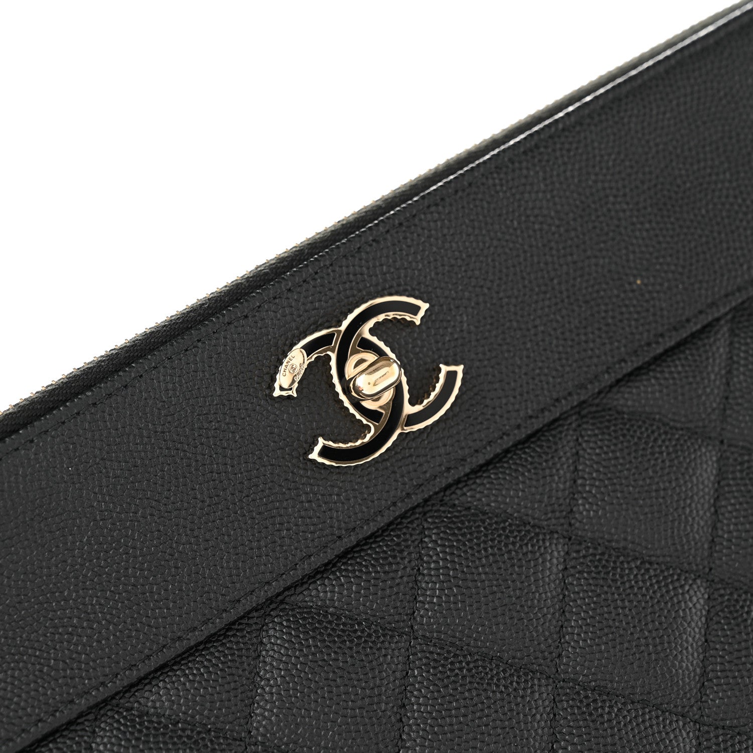 Chanel Caviar Quilted Mademoiselle Vintage Large Zip Pouch Black 9 of 11
