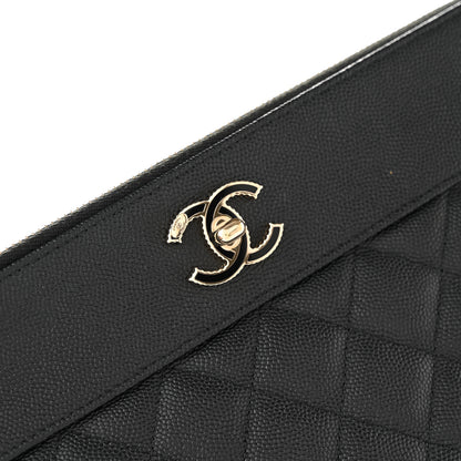 Chanel Caviar Quilted Mademoiselle Vintage Large Zip Pouch Black 9 of 11