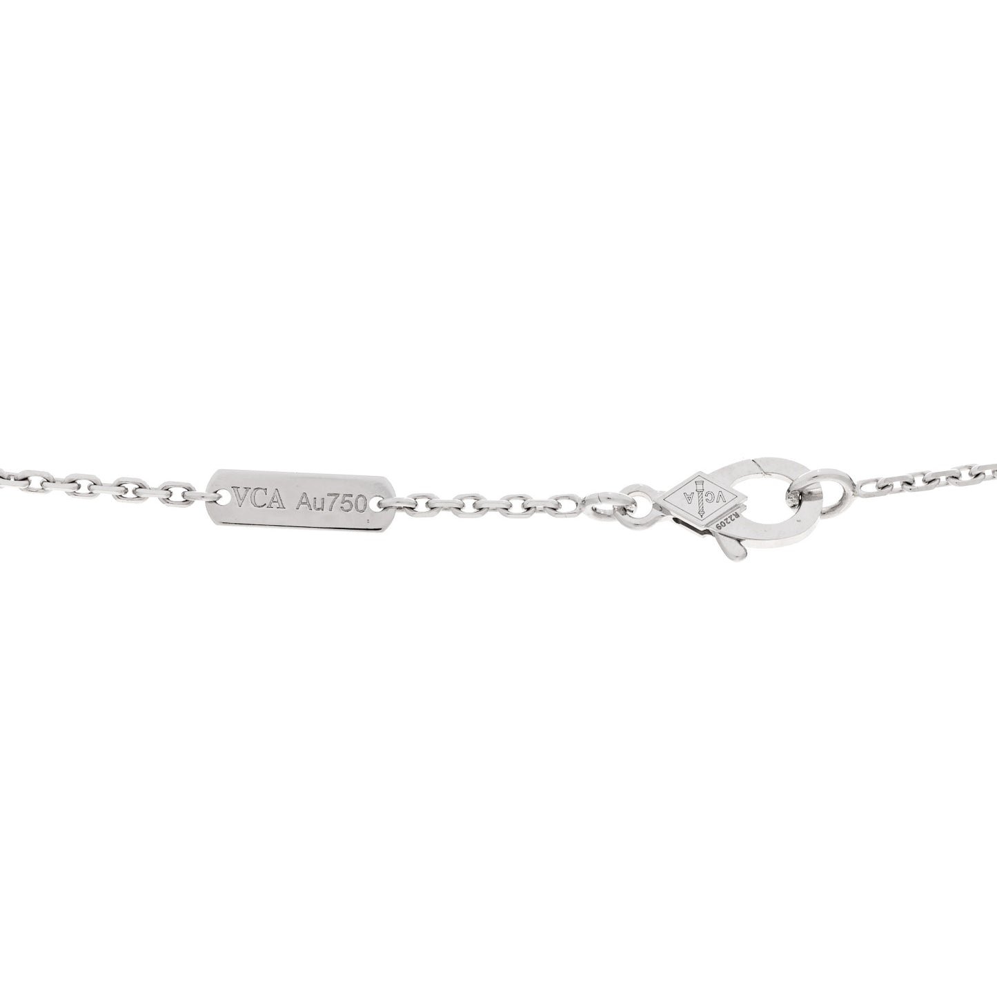 18K White Gold Diamond Guilloche Vintage Alhambra Pendant Necklace