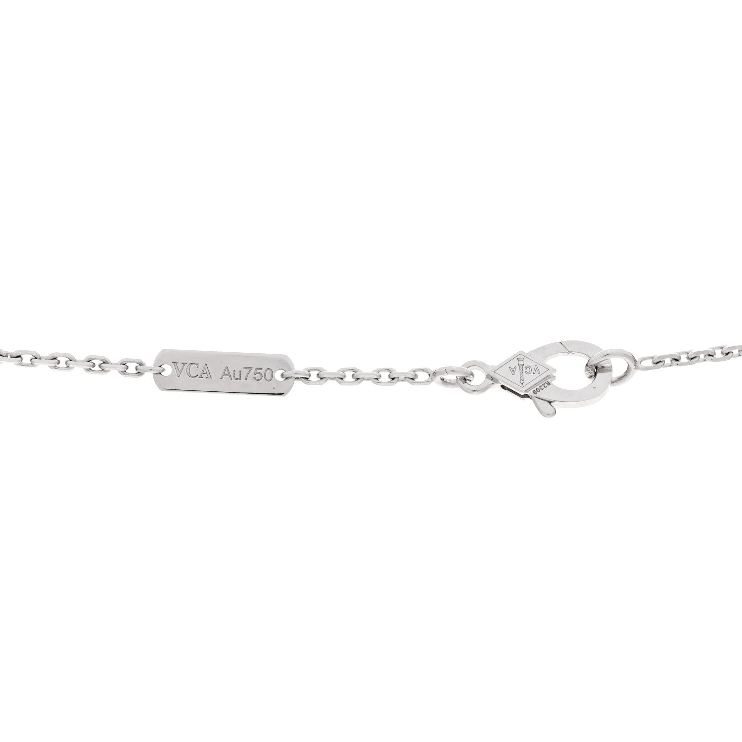 Van Cleef & Arpels 18K White Gold Diamond Guilloche Vintage Alhambra Pendant Necklace 4 of 6