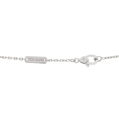 Van Cleef & Arpels 18K White Gold Diamond Guilloche Vintage Alhambra Pendant Necklace 4 of 6