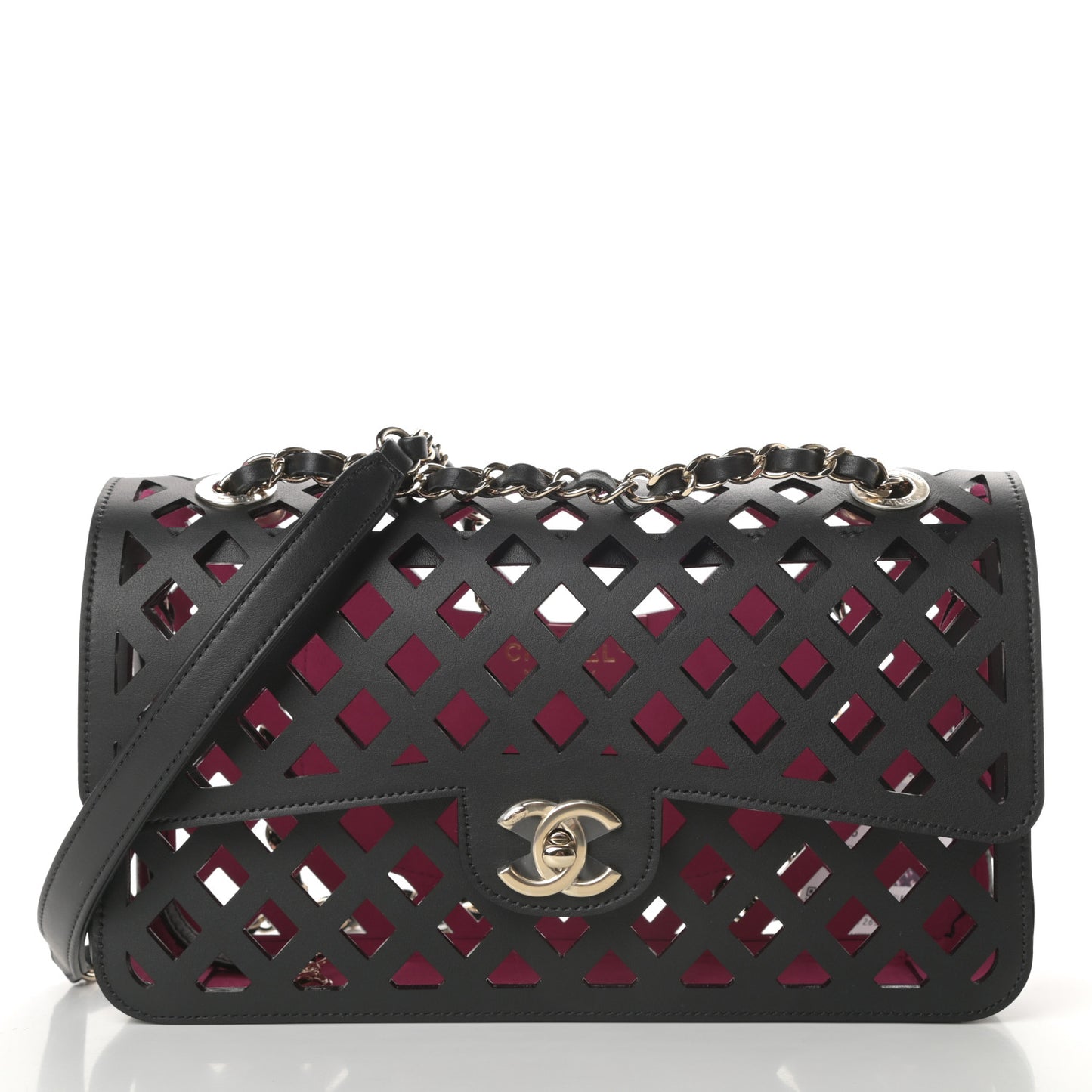 Lambskin Sea Through Flap Black Multicolor