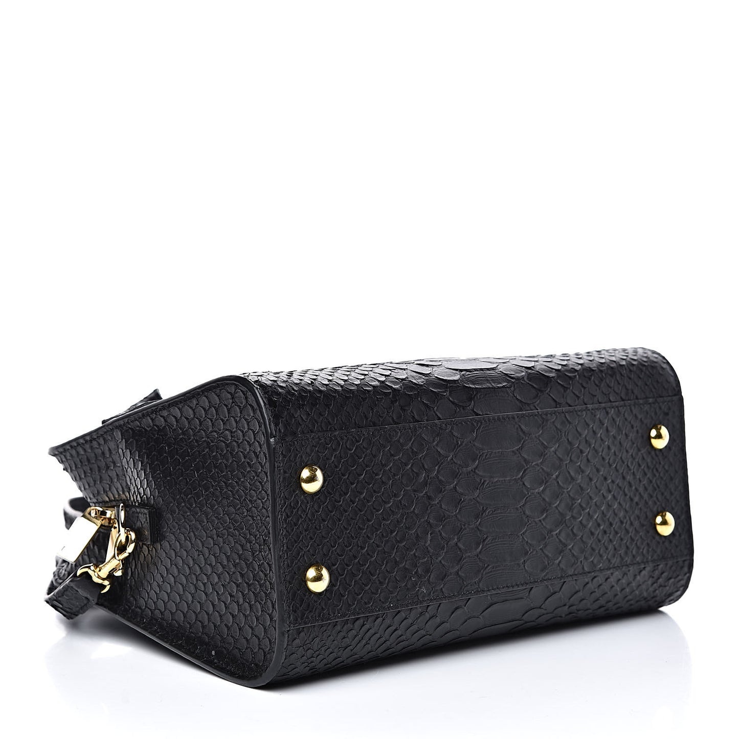 Python Calfskin Embossed Monogram Baby Cabas Black