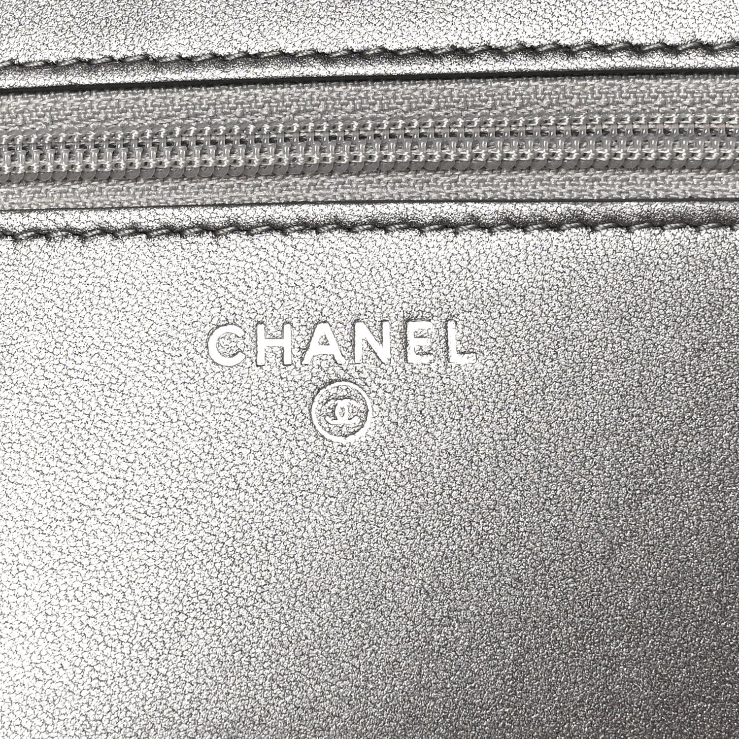 Chanel Lambskin Chevron Quilted Studded Wallet On Chain WOC Dark Silver 5 of 11