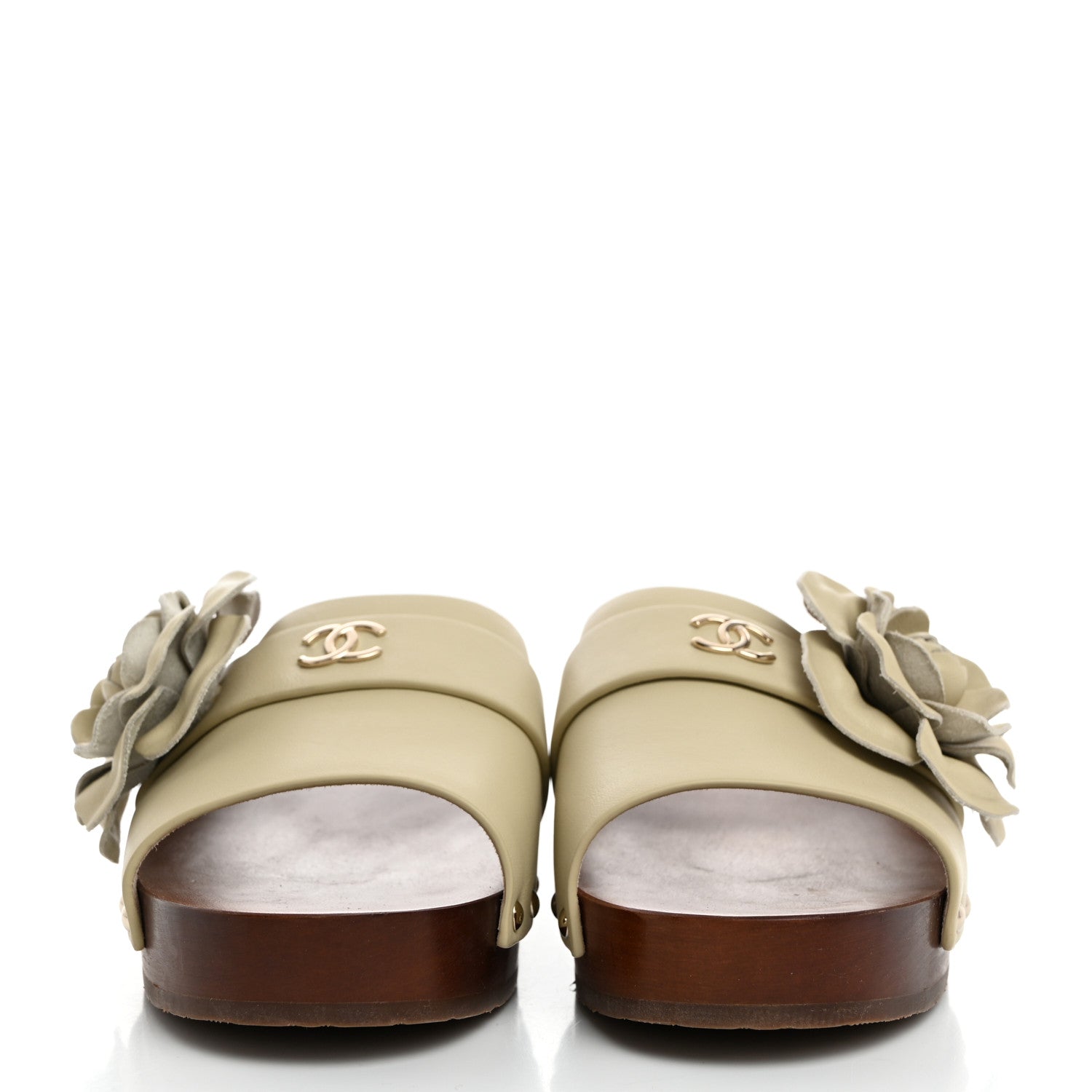 Chanel Calfskin Camellia Clogs 41 Light Beige 2 of 9