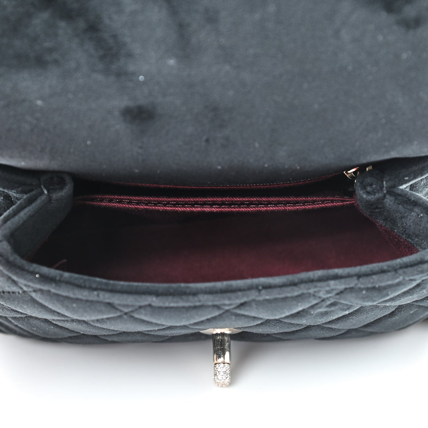 Velvet Crystal Quilted Extra Mini Coco Handle Flap Black