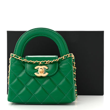 Chanel Shiny Aged Calfskin Quilted Mini Nano Kelly Shopper Green 11 of 11