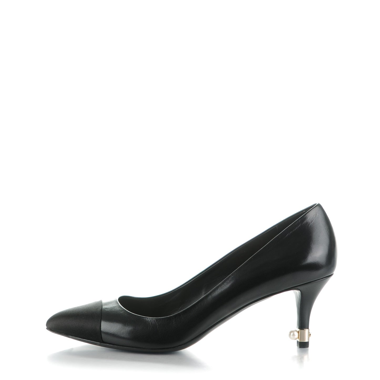 Lambskin Satin Pearl Pumps 40 Black