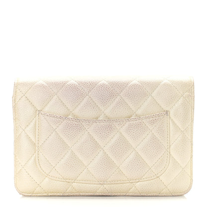 Chanel Iridescent Caviar Quilted Wallet On Chain WOC Ivory 15 of 15