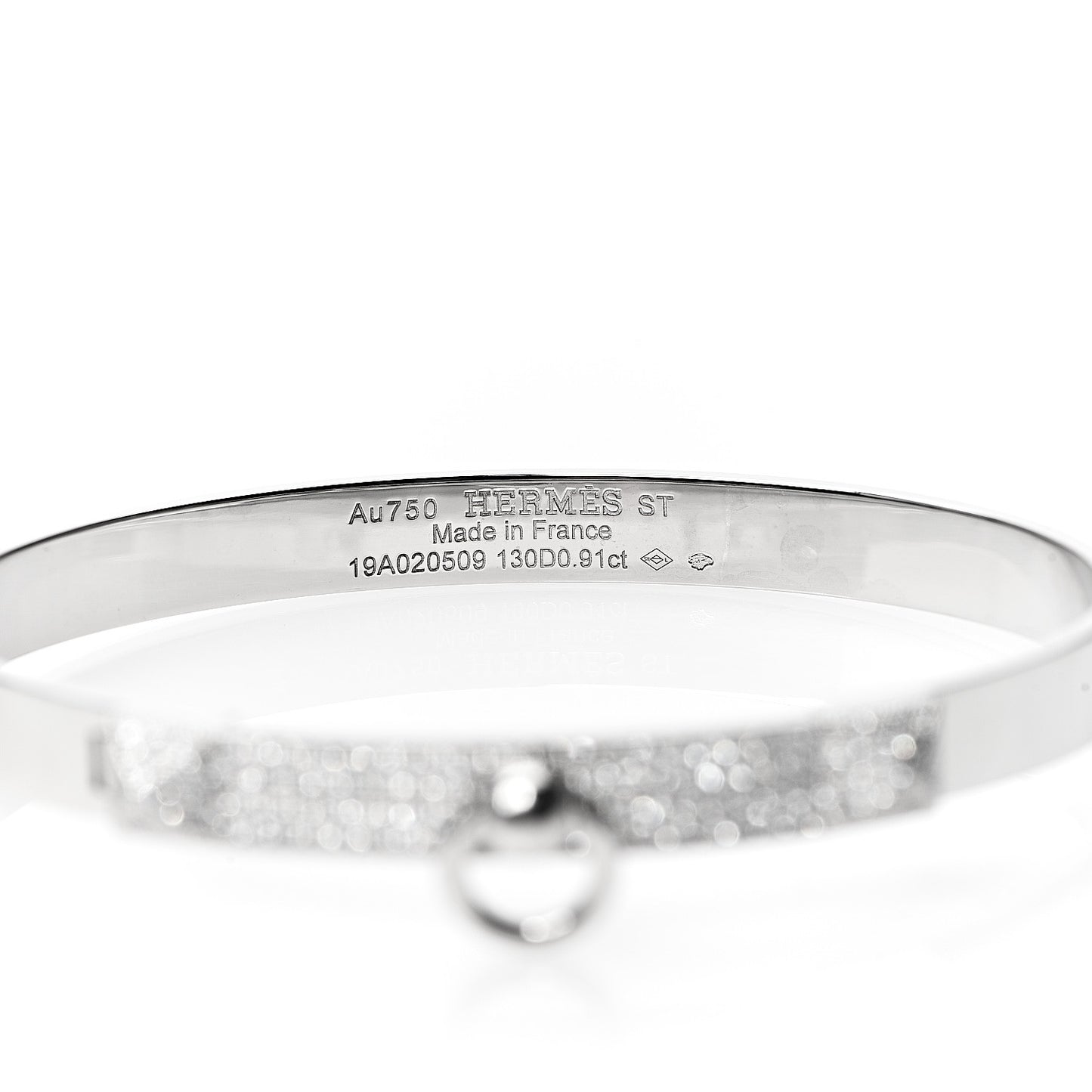 18K White Gold Pave Diamond PM Collier De Chien Bracelet ST