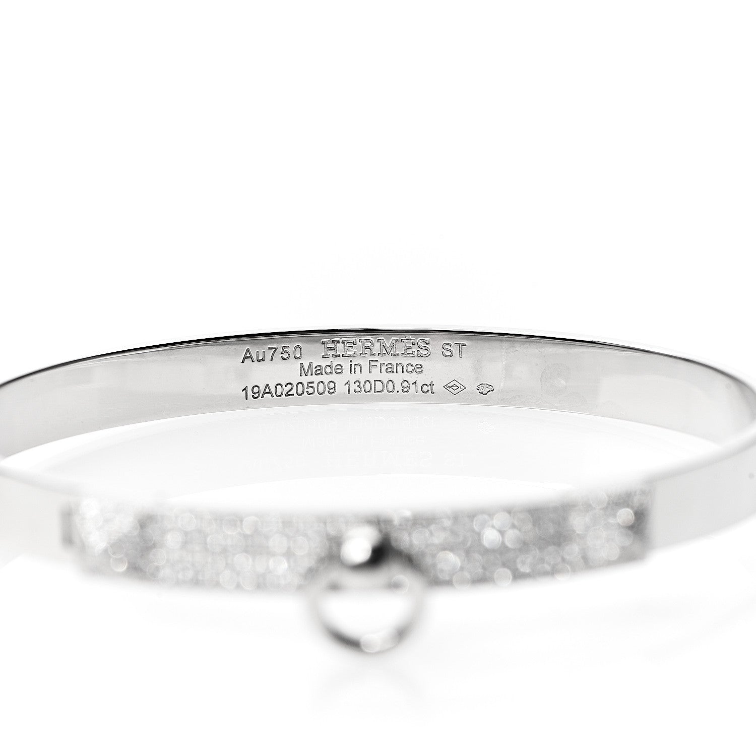 Hermes 18K White Gold Pave Diamond PM Collier De Chien Bracelet ST 3 of 5
