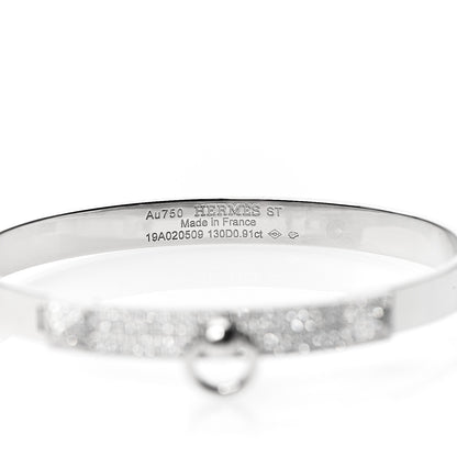 Hermes 18K White Gold Pave Diamond PM Collier De Chien Bracelet ST 3 of 5