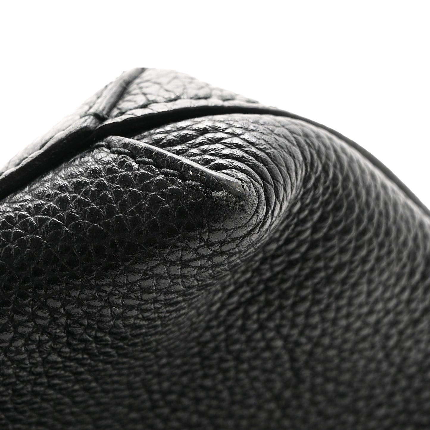 Pebbled Calfskin Logo Wristlet Black