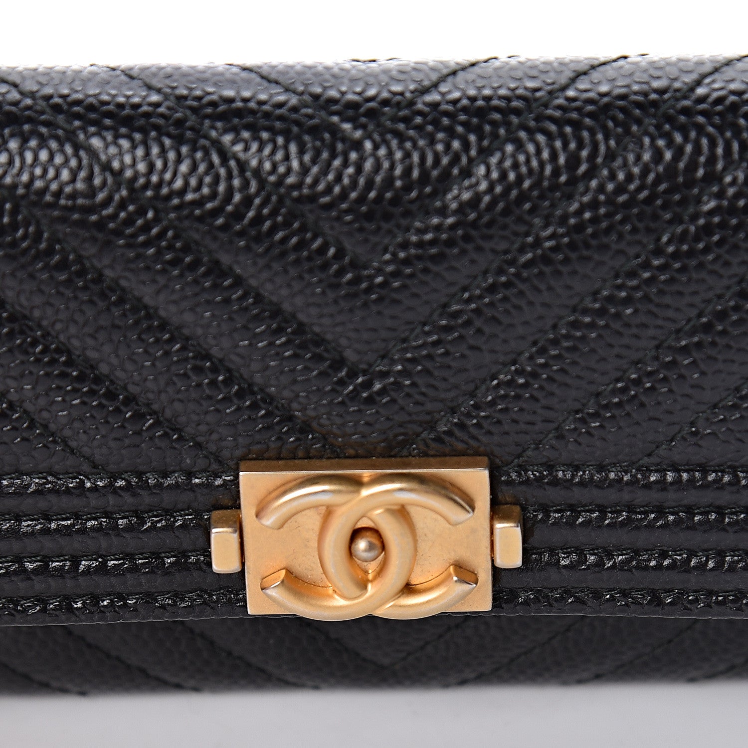 Chanel Caviar Chevron Quilted Boy Flap Card Holder Black 9 of 10