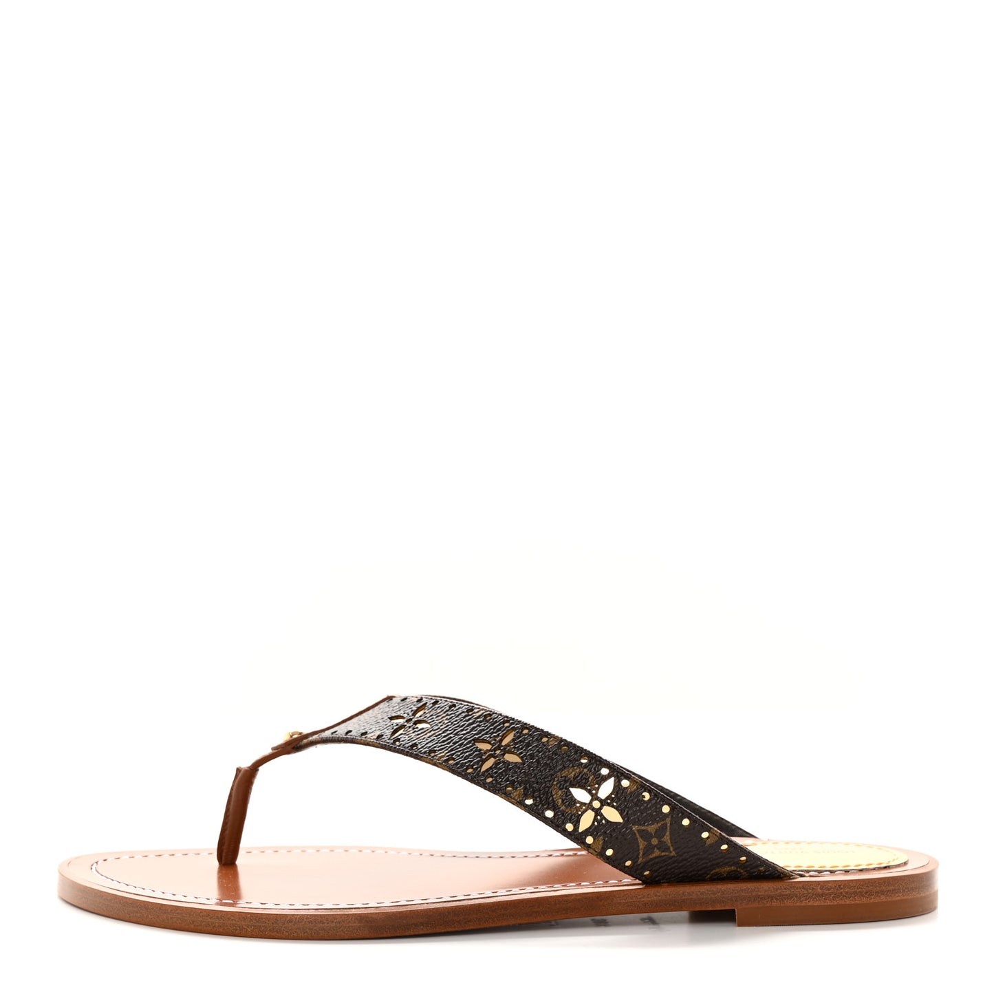 Monogram Sunny Flat Thong Sandals 38.5 Brown
